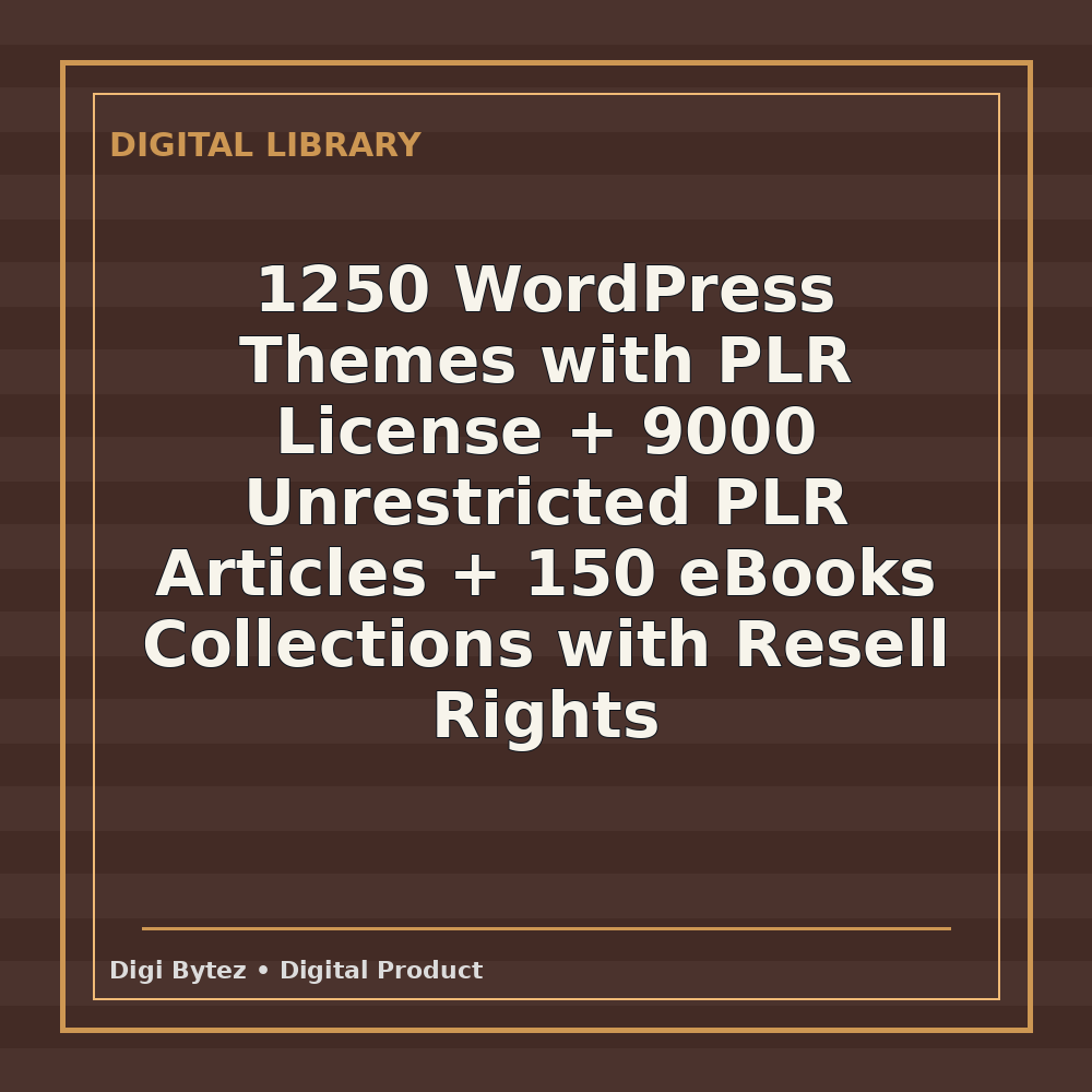 1250 WordPress Themes with PLR License + 9000 Unrestricted PLR Articles + 150 eBooks Collections with Resell Rights